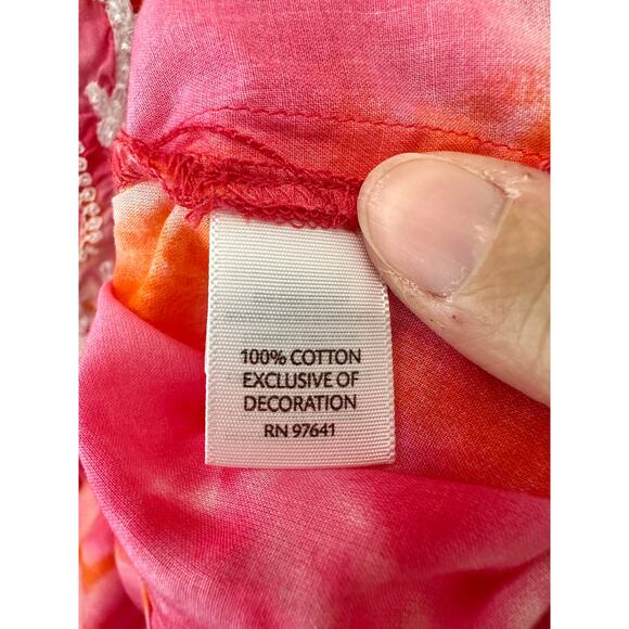 J. JILL Tunic Top Tie Dye Cotton Embroidered Boho Peasant Blouse | Petite Medium - Picture 7 of 8